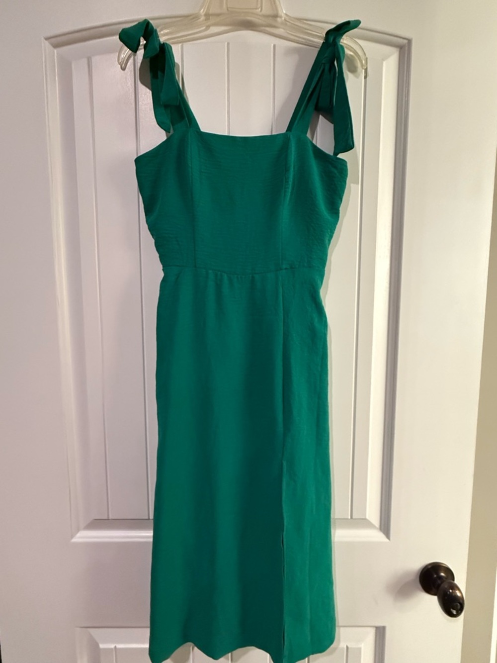 Monteau Los Angeles Green Tie Strap Midi Dress Size Small Smocked Back - Picture 2 of 14